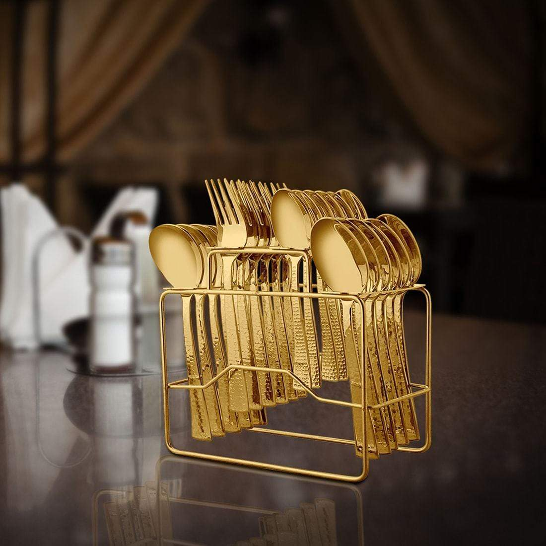 Gold Cutlery & Holder