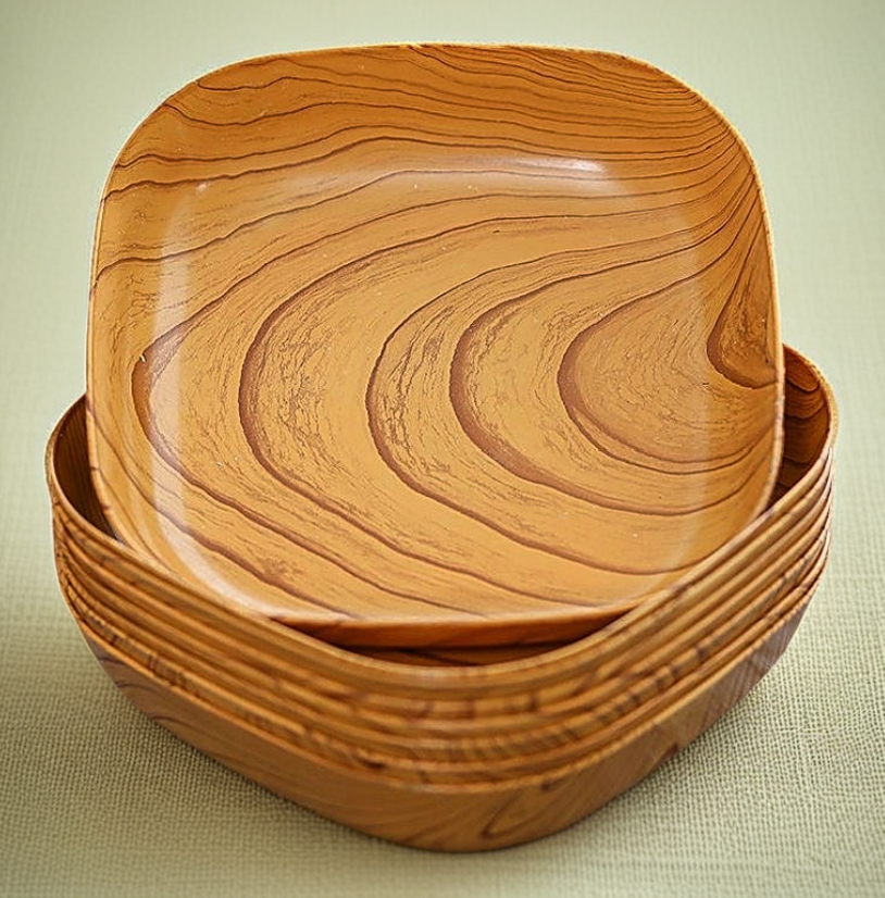 Wood-Look Square Plate